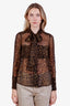 Burberry Cheetah Print Silk Sheer Blouse Size 2