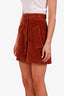 Miu Miu Burgundy Corduroy Button Down Mini Skirt Size 38