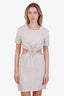 Staud Beige Linen Open Back Epona Mini Dress Size S