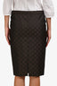 Gucci Tom Ford 1998 Runway Brown GG Supreme Midi Pencil Skirt Size 40