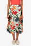 Alice + Olivia White/Multicolour Floral Print Midi Skirt Size 0