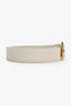 Saint Laurent White Leather Square Buckle Cassandre Belt