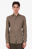 Ralph Lauren Purple Label Green Linen Button Down Shirt Size S Mens