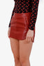 Michelle Mason Red Lambskin Leather Mini Skirt Size 0