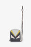 Fendi Grey Leather Monster Compact Wallet with Chain