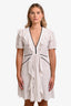 Maje White/Red Ruffled V-Neck Short Sleeve Mini Dress Size 3