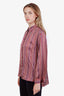 St. John Red/Blue Striped Silk Button Up Blouse Size XS