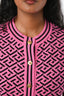 Versace Pink/Black Greca Wool Blend 'La Greca' Cardigan Size 40