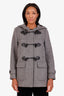 Burberry Grey Wool Toggle Hooded Duffle Coat Size 8