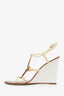 Louis Vuitton White/Yellow Monogram Open-Toe Butterfly Wedges Size 37