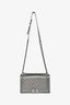 Pre-loved Chanel™ 2013 14 Silver Metallic Perforated Leather Old Medium Boy Bag
