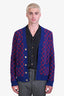 Gucci Blue/Red Wool Cashmere GG Button Cardigan Mens Size XS
