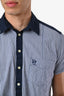 MCQ Alexander McQueen Navy Gingham Check Short Sleeve Polo Shirt Size 48 IT Mens
