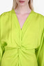 Smythe Green Satin V-Neck 3/4 Sleeve Knot Detail Midi Dress Size XS