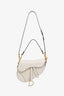 Christian Dior 2023 Ivory Leather Medium Saddle Bag with Leather Strap