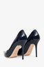 Jimmy Choo Navy Blue Patent Leather Pointed Toe Heels Size 37