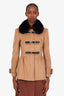Burberry Brown Wool Cashmere Detachable Fox Collar Peacoat Size US 4