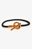 Bracelet Hermès « Glenan » en cuir noir à fermoir à boutonnage, GHW