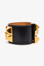 Hermès 2014 Black Leather Gold Tone Collier de Chien Bracelet Size S