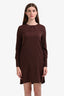 Brunello Cucinelli Brown Silk Long Sleeve Tunic Dress Size Small