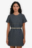Gucci 2025 Blue Denim GG Monogram Mini Belted Shift Dress Size 42