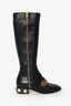 Gucci Black Leather Faux Pearl Stud Peyton Riding Boots Size 37