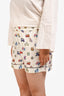 Christian Dior White/Multicolour Silk Zodiac Pixel Print Shorts Size 10