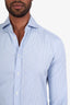 Brunello Cucinelli Blue Striped Cotton Button-Up Shirt Size XS Mens