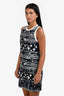 Pre-loved Chanel™ Cruise 2018 Navy Blue/White Jacquard Knit Sleeveless Mini Dress Size 36