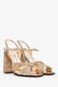 Jimmy Choo Gold Glitter Block Heels Sandals Size 37