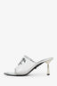 Prada Silver Vinyl Logo Mules Size 37.5