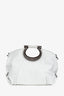 Salvatore Ferragamo White Leather Ring Handle Large Hobo Bag with Strap
