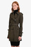 Moncler Green Double Breasted Mid-Length Trench Coat Size 1