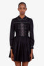 Miu Miu Black Cotton Embroidered Belted Mini Dress Size 38