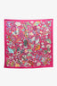 Hermès Pink Silk "Fleurs et Papillons de Tissus" Scarf Size 90cm