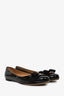 Salvatore Ferragamo Black Patent Leather Bow Detail 'Varina' Flats Size 8.5