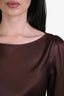 Stone Cold Fox Brown Satin Long Sleeve Maxi Dress Size XS