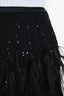 Douglas Hannant Black Fur Sequin Midi Skirt Size 2