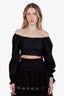 Faithful The Brand Black Linen Long Sleeve Crop Top Size 4