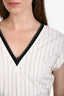Brunello Cucinelli White Pinstripe Cotton Vneck Belted Midi Dress Size XS