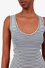 Brunello Cucinelli Grey and Beige Metallic Knit Stripe Tank Top Size XS