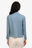 Gucci Blue Silk Striped Jacquard Button Down Shirt Size 38