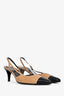 Pre-loved Chanel™ Vintage Beige/Black Sling Back Heels Size 37.5