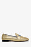 Prada Metallic Leather Logo Loafers Size 38