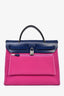 Hermès 2020 Magenta Canvas/Navy Leather Herbag 31