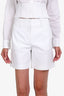 Hermès White Cotton High Waisted Shorts Size 34