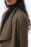 Givenchy Brown Wool Ribbed Shawl Open Cardigan Size XS