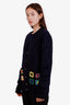 JW Anderson Black Wool Crochet Flower Pocket Cardigan Size M