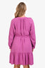 Xirena Purple Crinkled Cotton Belted Long Sleeve Dress Size M