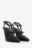 Valentino Black Leather Rockstud Caged Heels Size 39